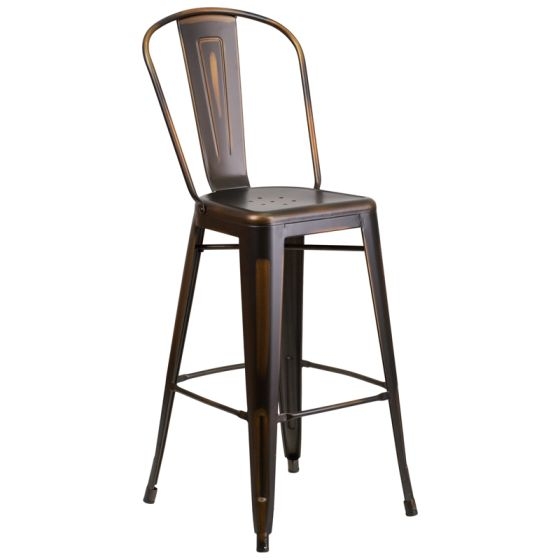 HUSKY Seating 500 LB Distressed Copper 30" Restaurant Metal Bar Stool