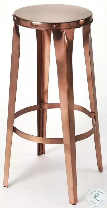 Industrial Backless Stool with Tapered Legs in Copper