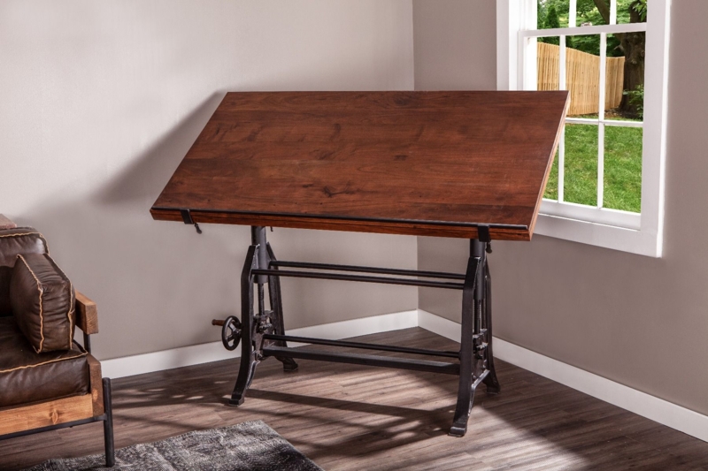 Industrial Drafting Table with Heavy Duty Base and Manual Crank