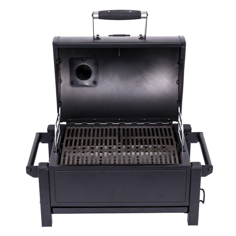 Industrial Portable Grill, Hinged Lid, Metal, Block Feet