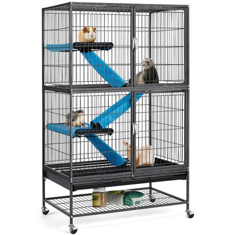 Industrial Small Animal Cage Hammered Black Finish Storage