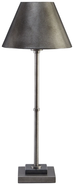 Industrial Tapered Shade Lamp with Tiered Square Base