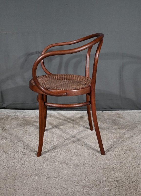 Jacob Kohn Bentwood Armchair: Art Nouveau, Continuous Arms, Woven Cane