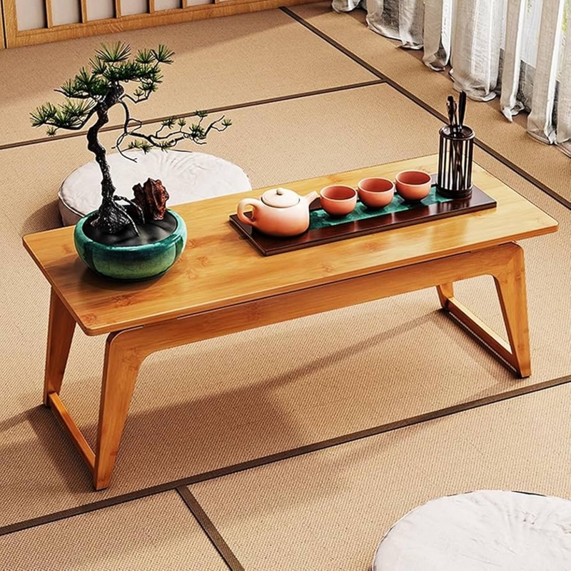 Japanese Floor Tea Table with Bamboo Sled Legs