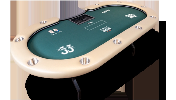 Kidney Shaped Poker Table with Dealer Chip Tray and Custom Graphics