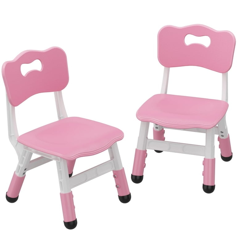 Kids Chair: H-Frame Support, Adjustable Height, Pink Plastic Contemporary.
