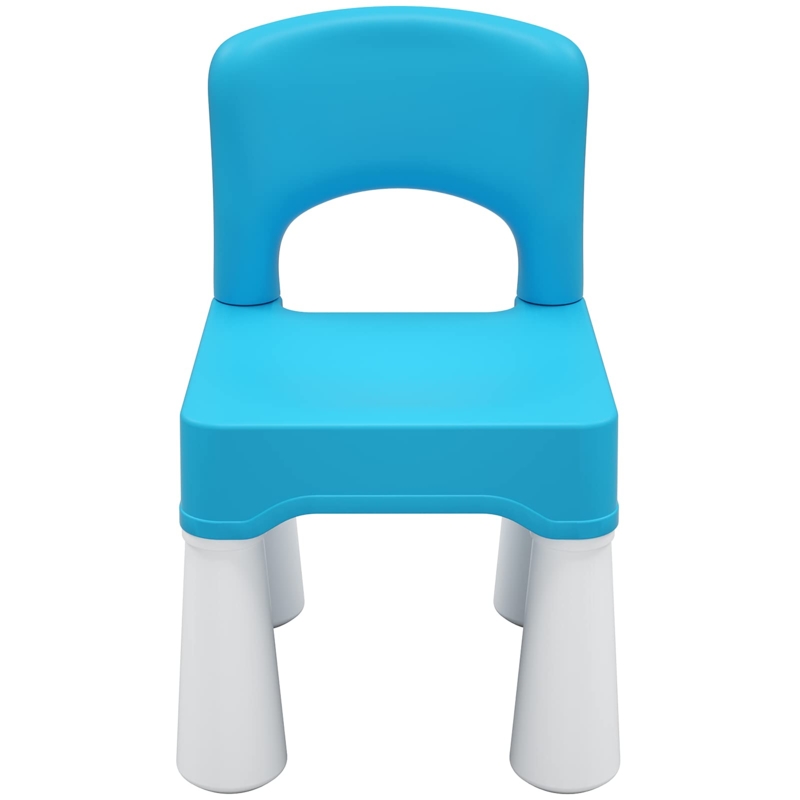 Kids Chair with Open Back Handle, Sky Blue Plastic, Playful Style.