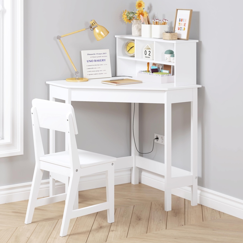 Kids Desk Set Corner Fit Hutch Small Space Corner Desk