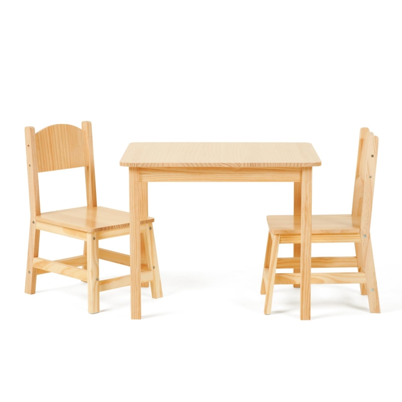 Kids Furniture Set: Blonde Wood with Leg Stretchers & Curved Backs