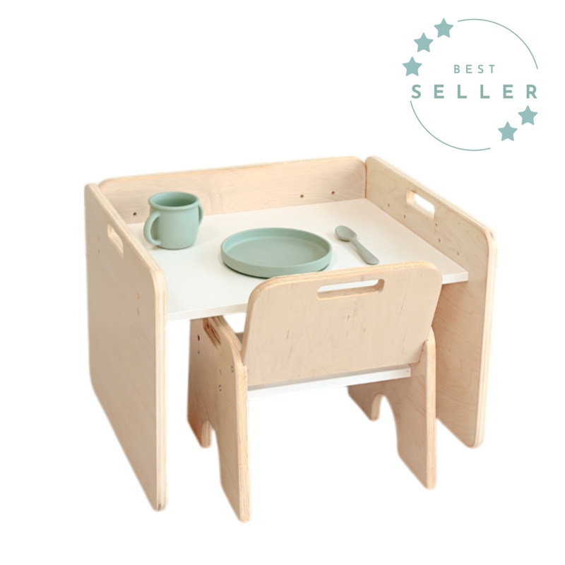 Kids Furniture Set: High Sided Desk & Adjustable Birch Plywood