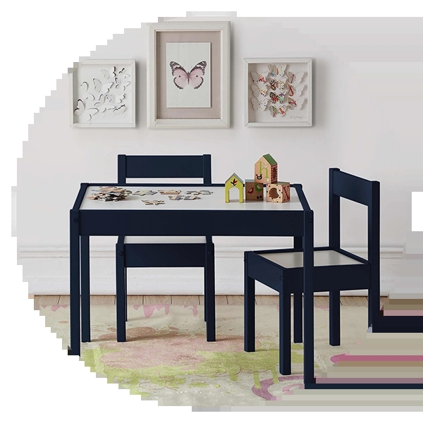 Kids Furniture Set: Navy Blue Frame, Inset Top & Open Back Chairs