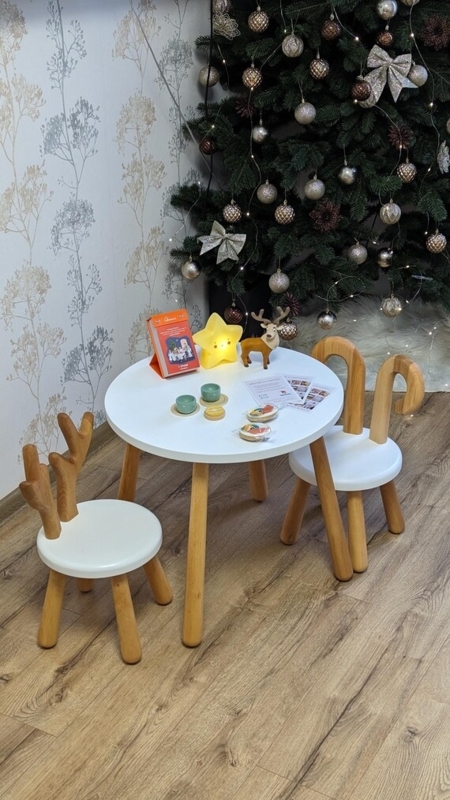 Kids Table Set: Sculptural Animal Backs (Deer & Ram Chairs)