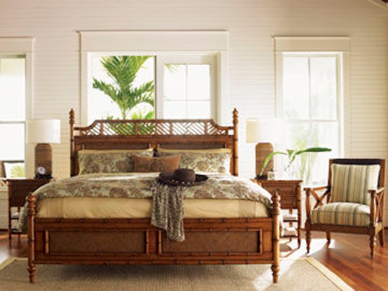 King Bed Bamboo Carvings, Latticework Headboard, Bamboo Carved Bed Frame