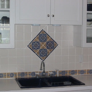 Kitchen Backsplash Spanish Tile Medallion Diamond Layout Patterned