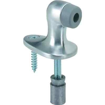 L-Shaped Door Stop, Floor Mounted Satin Chrome, Expansion Anchor