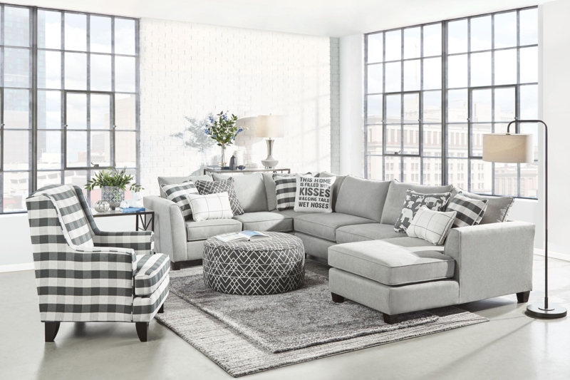 L-Shaped Sectional: Modern Farmhouse Style with Buffalo Plaid Accents