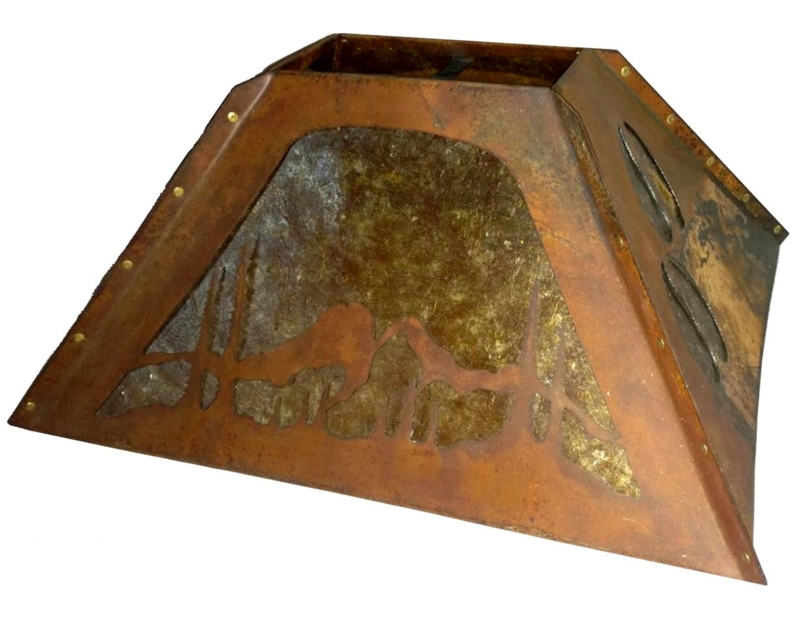 Lamp Shade Rustic Mission Mica Panels Mountain Landscape Cutouts