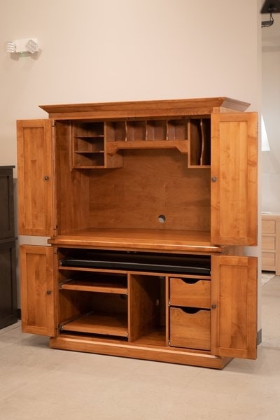 Large Desk Armoire with Pigeonhole Organizers and Four Doors
