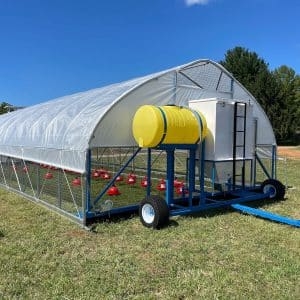 Large Mobile Range Coop with Integrated Yellow Tank