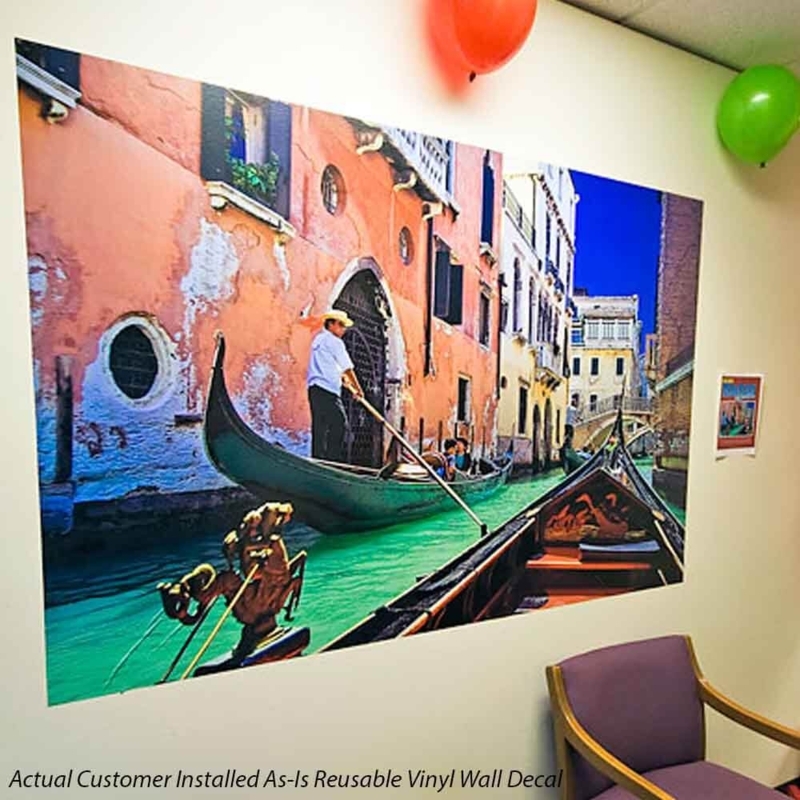 Large Venice Canal Wall Decal, Reusable Vinyl Mural