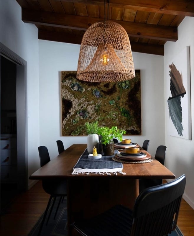 Large Woven Pendant Light Double Layered Bell Shape Shade