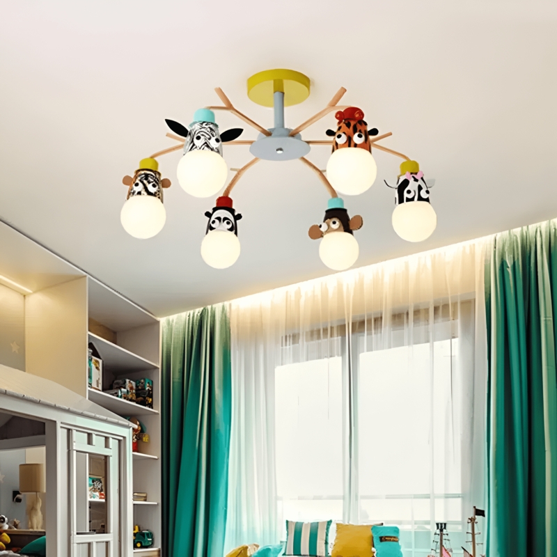 LED Chandelier Animal Motifs Branch Arms Multi Colored Base