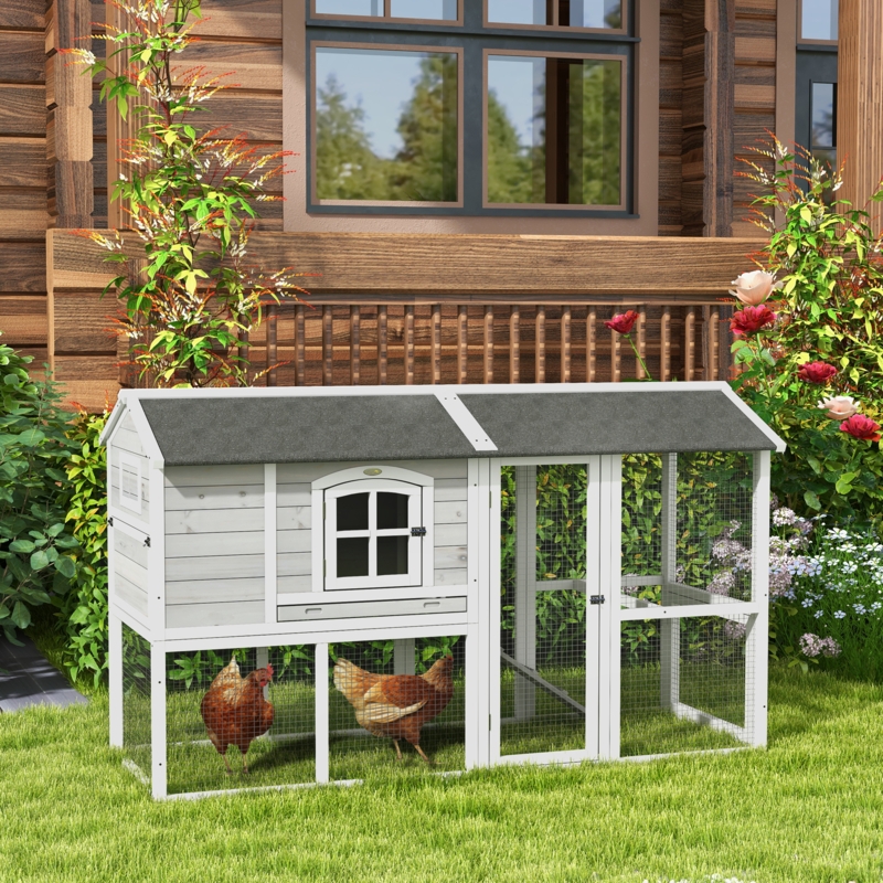 Light Gray Chicken Coop with Multi-Level Design - Backyard Coop