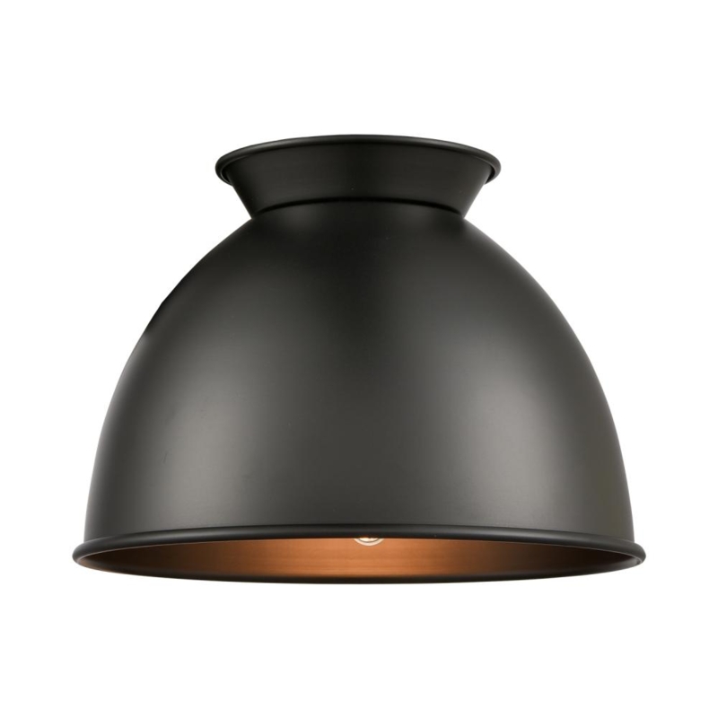 Light Shade Matte Black Dome Copper Toned Interior Flared Neck