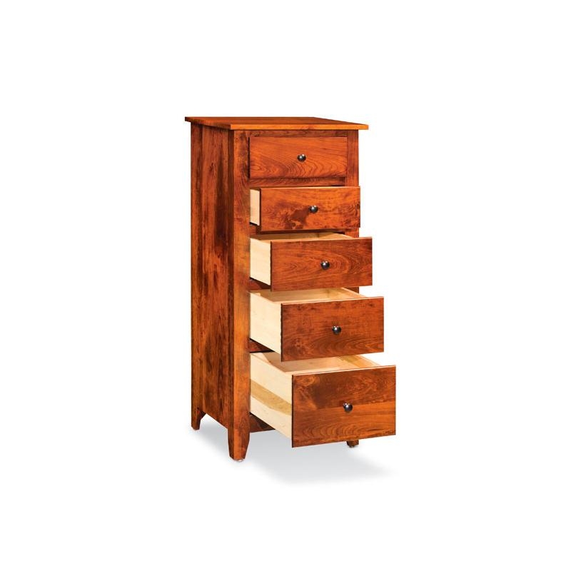 Lingerie Chest in Shaker Style with Five Drawers and Round Black Knobs