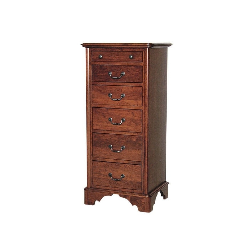 Lingerie Chest in Traditional Amish Style with Six Drawers and Bail Pulls
