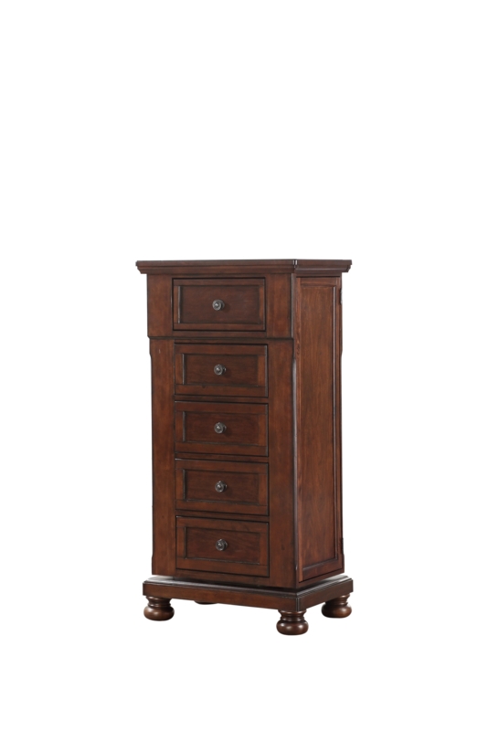 Lingerie Chest on Swivel Base with Traditional Bun Feet and Five Drawers