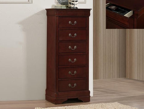 Lingerie Chest with Felt-Lined Hidden Top Drawer and Traditional Style