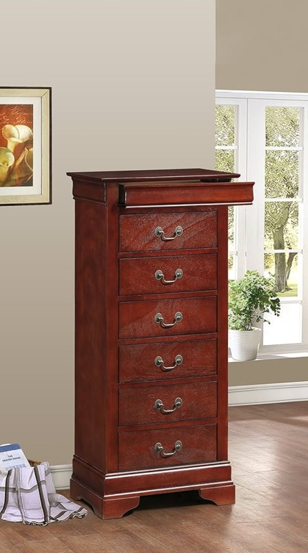 Lingerie Chest with Polished Cherry Finish and Hidden Flip-Top Lid