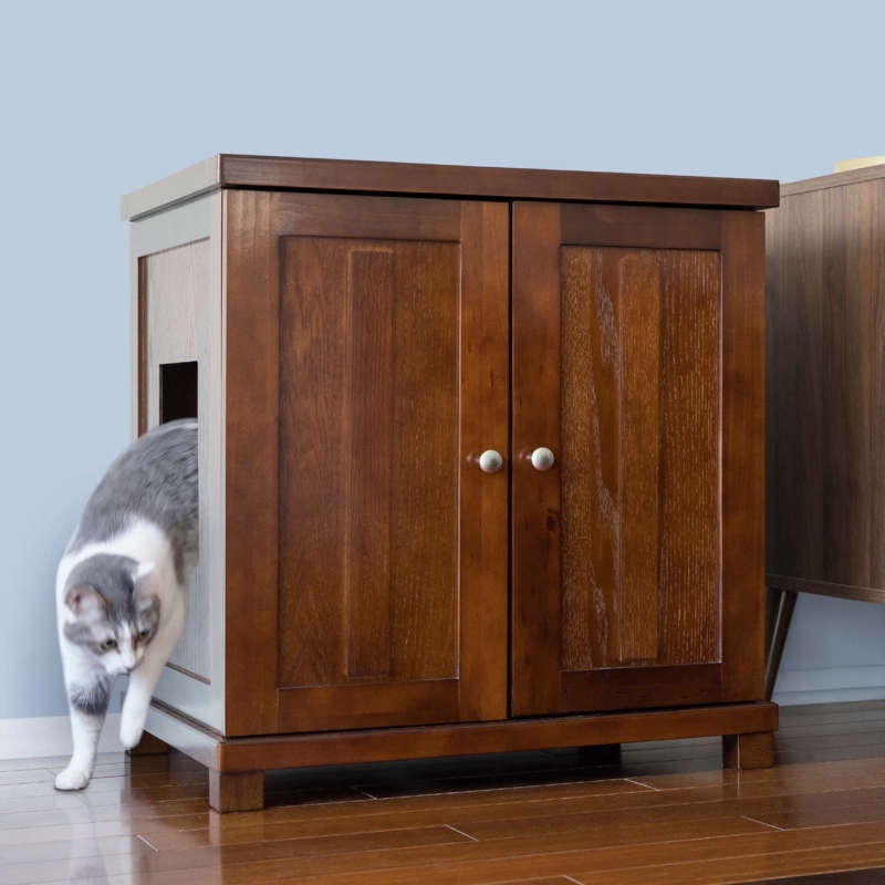 Litter Box Cabinet Mahogany Shaker Doors Plinth Feet Traditional Style
