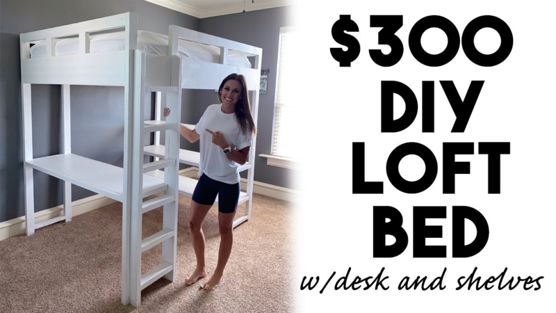 Loft Bed: Modern Minimalist Design, Integrated Desk, Open Shelving.
