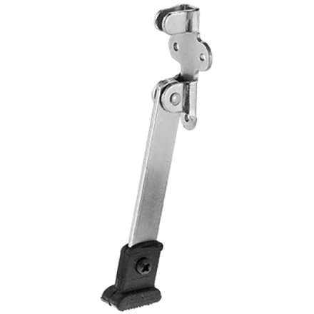 Long Arm Door Stop, Kick Down Silver Toned 8 Inch, Black Rubber Tip