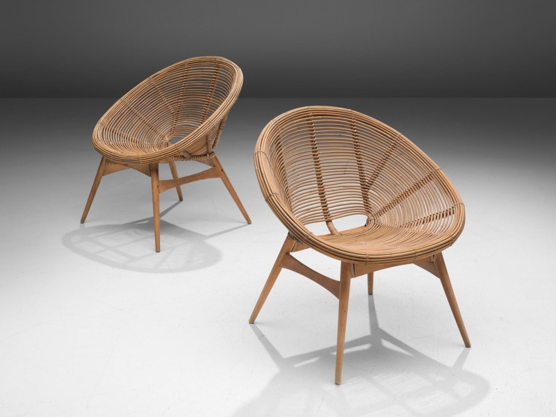 Lounge Chair Scoop Seat Ribbed Bamboo Texture Organic Modern Wood