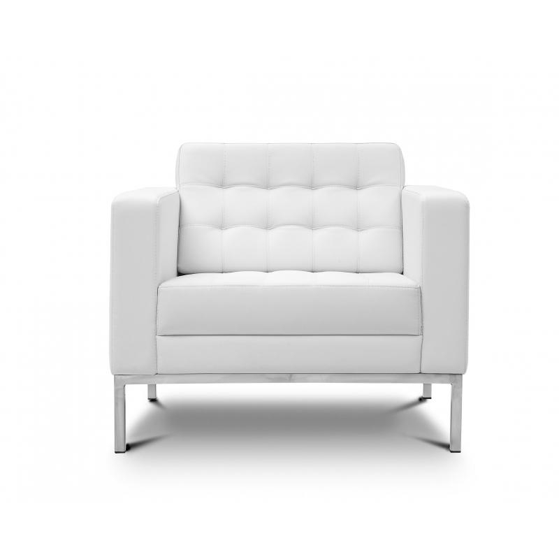 Lounge Chair with Square Silhouette, Grid Tufted Back, and Metal Legs