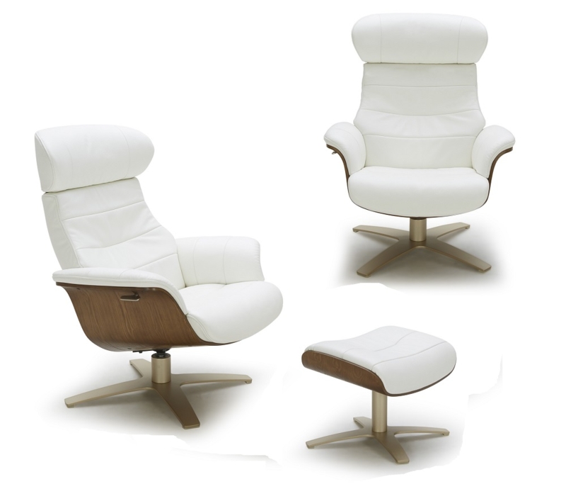 Lounge Chair with Walnut Wood Shell and Champagne Gold Four-Star Base