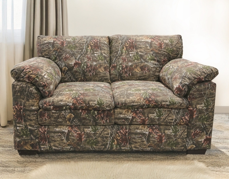 Loveseat: Superflauge Fabric Couch with Overstuffed Rolled Arms