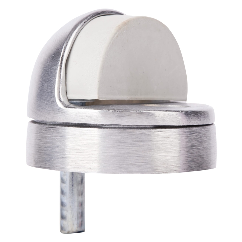 Low Profile Door Stop, Satin Chrome Floor Dome, Brushed Finish
