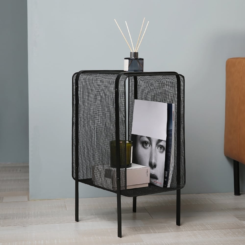 Magazine Rack Industrial Rectangular Mesh Panels Open Storage