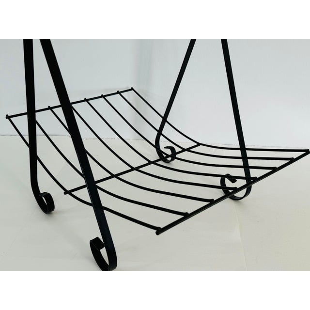 Magazine Rack Mid-Century 1950s Scroll Feet Curved Wire Slats