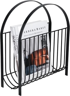 Magazine Rack Minimalist Arched Handles Wire Slats Floor Stand