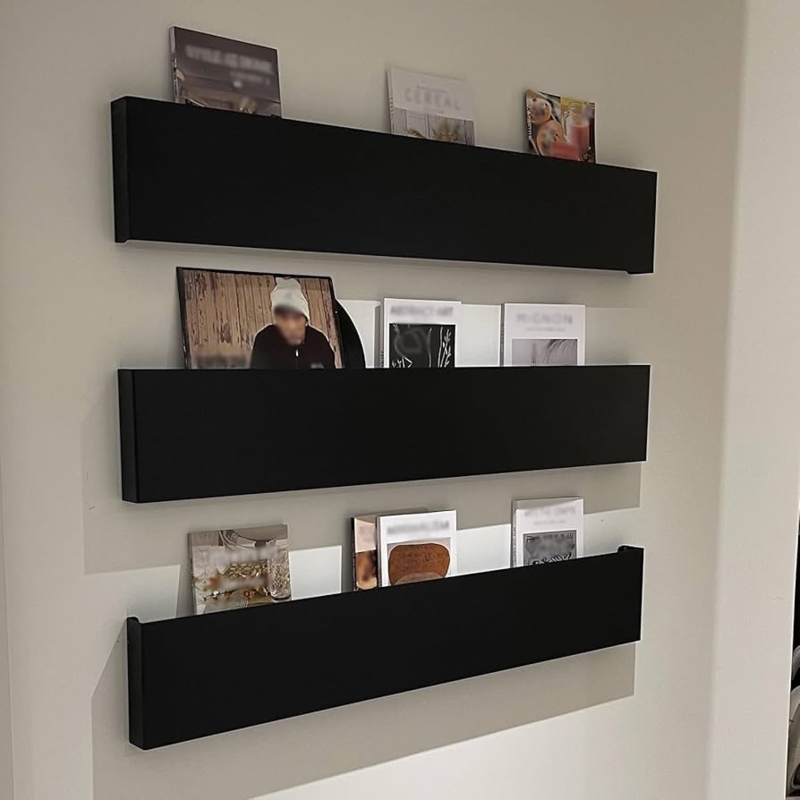 Magazine Rack Slim Profile Floating Ledge Forward Facing Set of 3