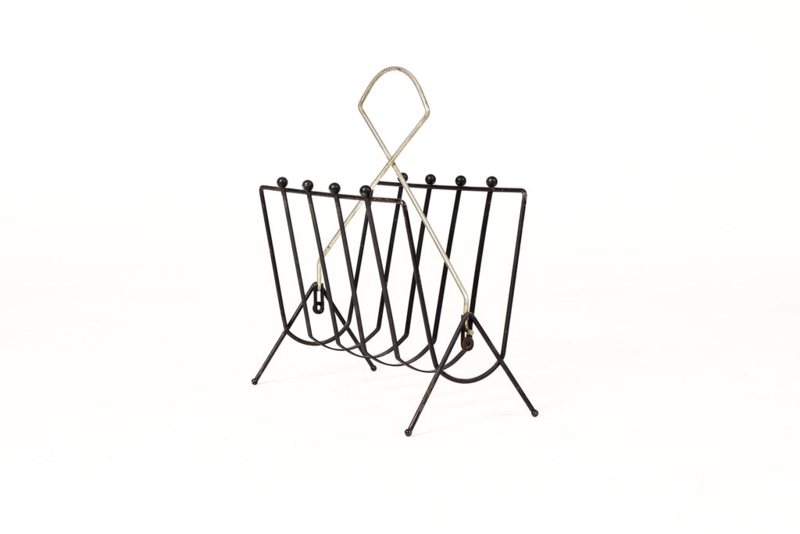Magazine Rack Vintage Atomic Ball-Tipped Wire V-Shaped Slots