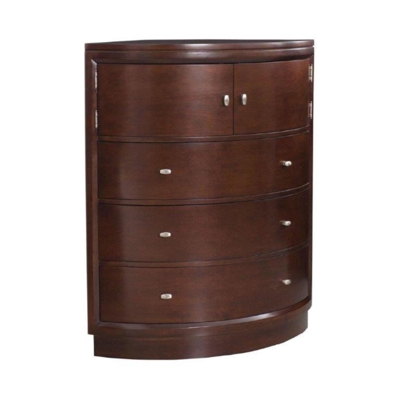 Mahogany Corner Dresser with Curved Bow Front Design