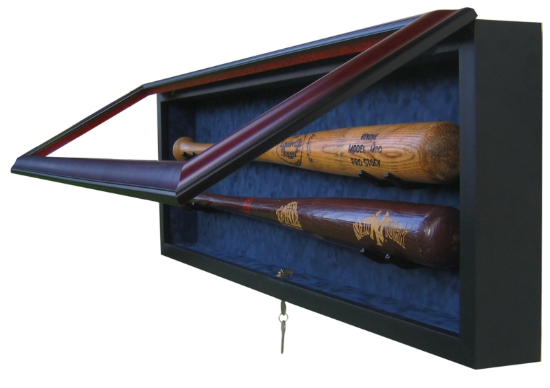 Mahogany Locking Bat Case with Royal Blue Velvet Interior