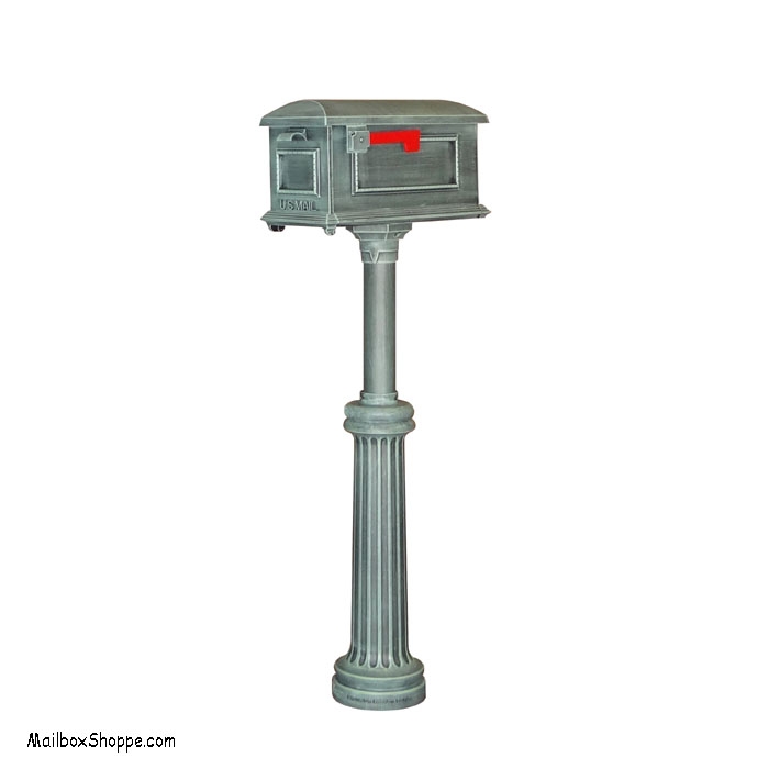 Mailbox And Post Verde Green Patina Weathered Antique Finish