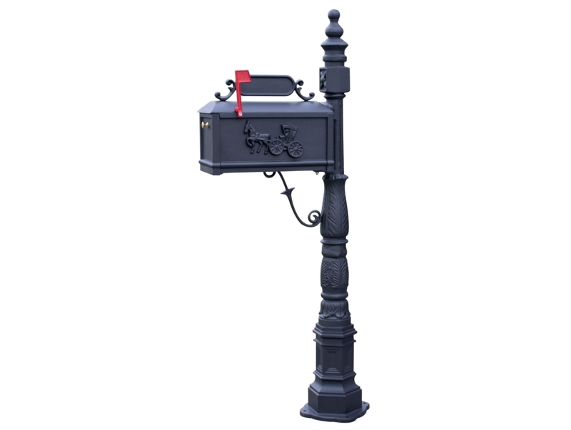 Mailbox Horse And Carriage Motif Victorian Cast Aluminum Textured